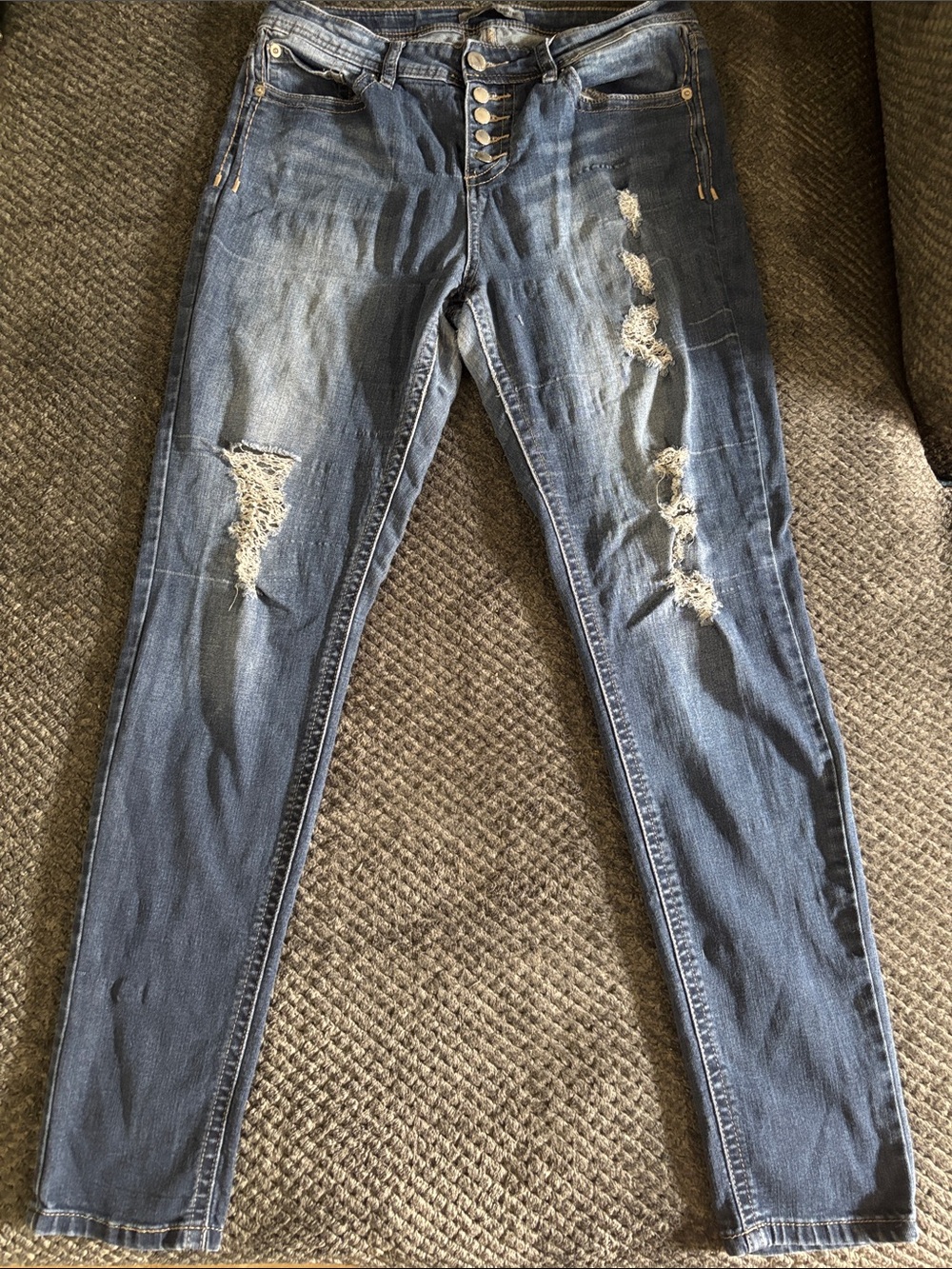 Women's Skinny Distressed Jeans - Blue